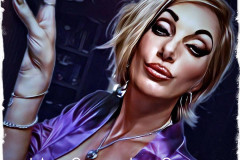 Purple Silk Robe Short Pixie Hair Sandra Sayer