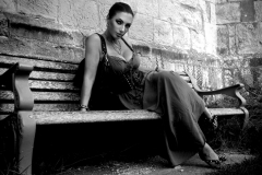 Sat On Bench In Dress Black Hair Sandra Sayer